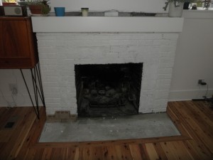 Before shot with old painted bricks